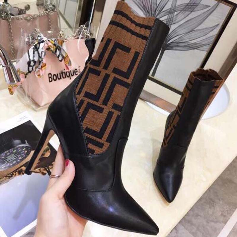Women Designer boots Silhouette Ankle Boot martin booties Stretch High Heel Sneaker Winter womens shoe Motorcycle Riding woman Martin