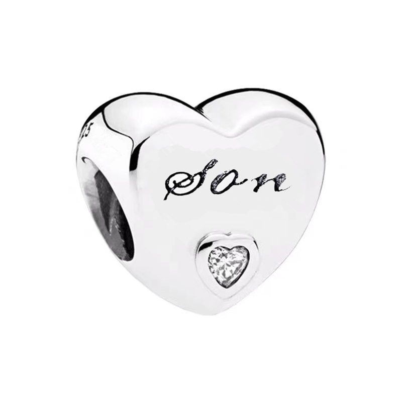 925 Silver Charm BDaughter Sister Wife Cousin Uncle Heart Shape Fashion Charms Set Pendant DIY Fine Beads Jewelry, A Special Gift for Women