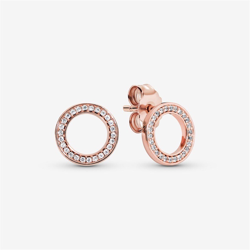 Silver Stream Soviet Earrings LR Plate Fashion Simple Earrings Female Pink Rose Gold Earrings Full Dia Pink Earrings Jewelry Free Delivery