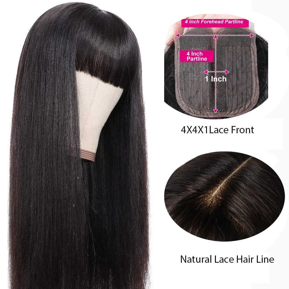 Synthetic Wigs Straight Lace Wigs with Bangs Synthetic Long for Black Women Heat Resistant Fibre Cheaper Natural Wig Daily Use 230227