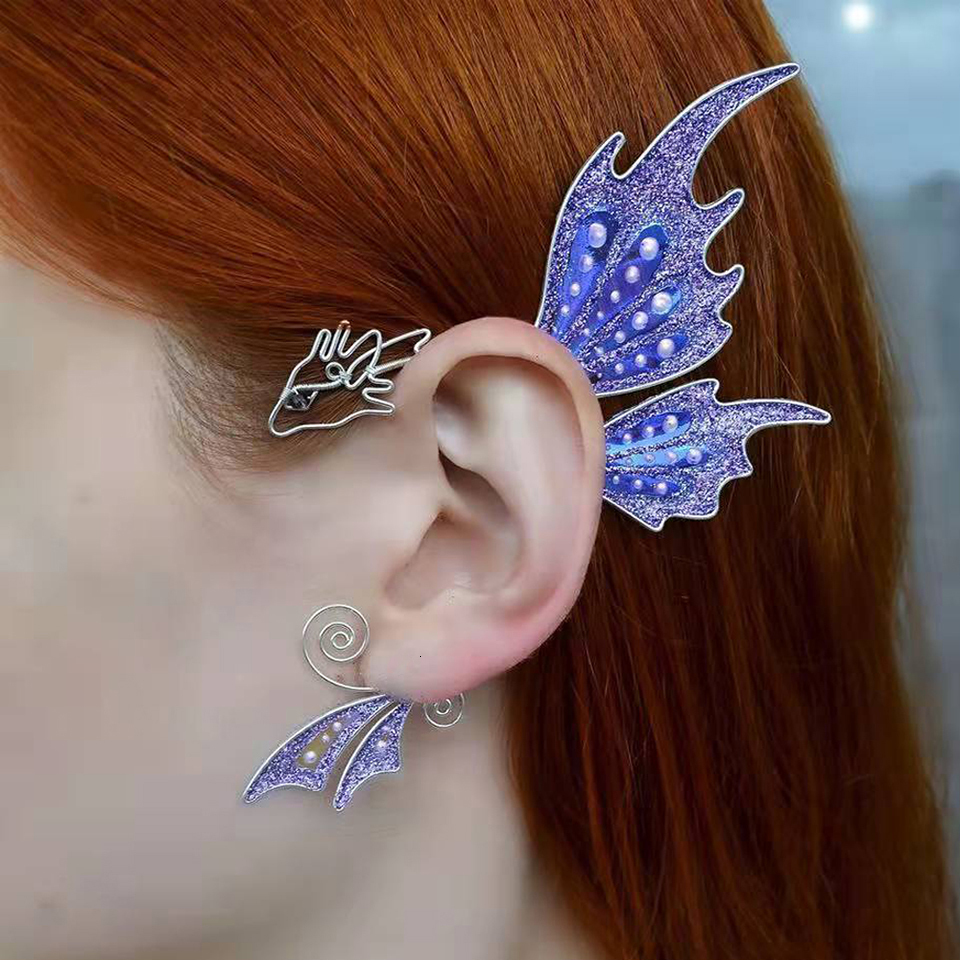 Ear Cuff Elf Ear Cuffs Butterfly Clip Earrings Ear Sleeve Pendant Without Perforation Dragon Elven Cosplay Fairy Ear Wrap Cuffs Earrings 230728