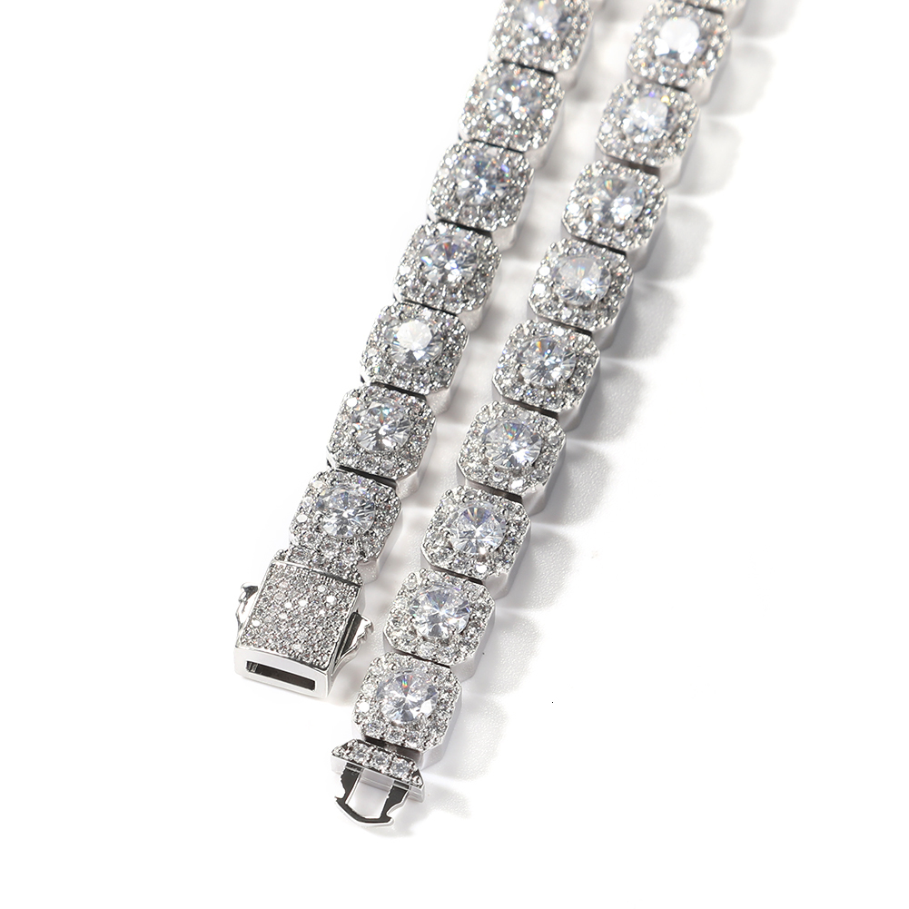 Charms THE BLING KING 10mm Square Clustered Tennis Chain Men's Bracelet HipHop Link Iced Out Baguettecz Cubic Zirconia Rock Jewelry 230727