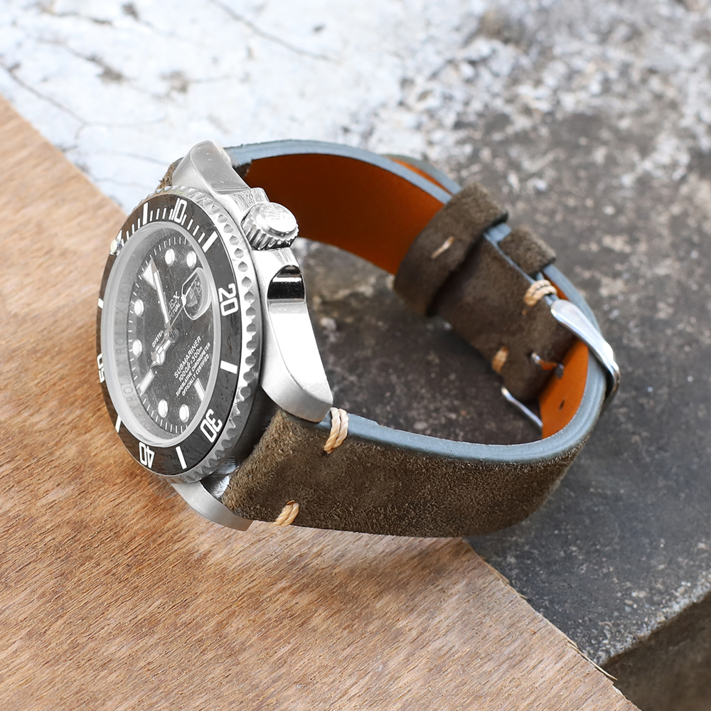 Watch Bands Vintage Suede Leather Watch Band 20mm 22mm Blue Brown Watch Strap Replacement Wristband Handmade Stitching Watchband 230728