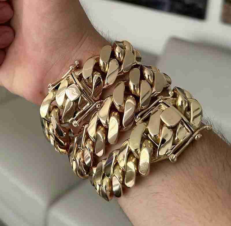 14k Gold Plating Miami Cuban Link Hip Hop 22mm
