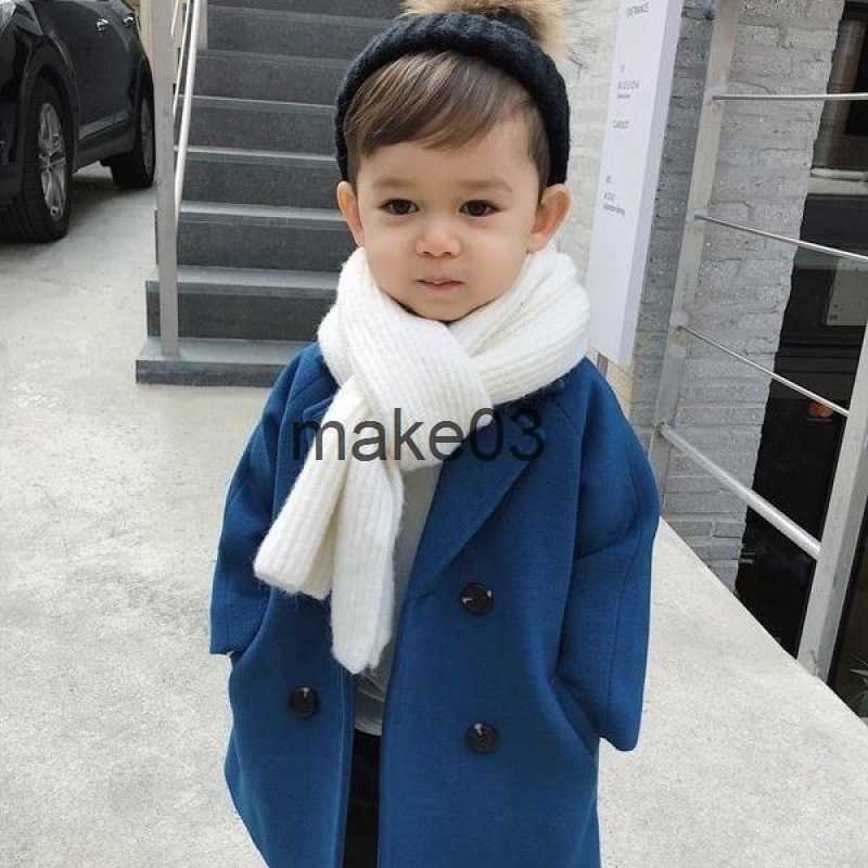 Jackets Winter Grid Jackets Boys Girls Woolen DoubleBreasted Baby Trench Coat Lapel Kids Outerwear Wool Overcoat Toddler Fall Clothes J230728