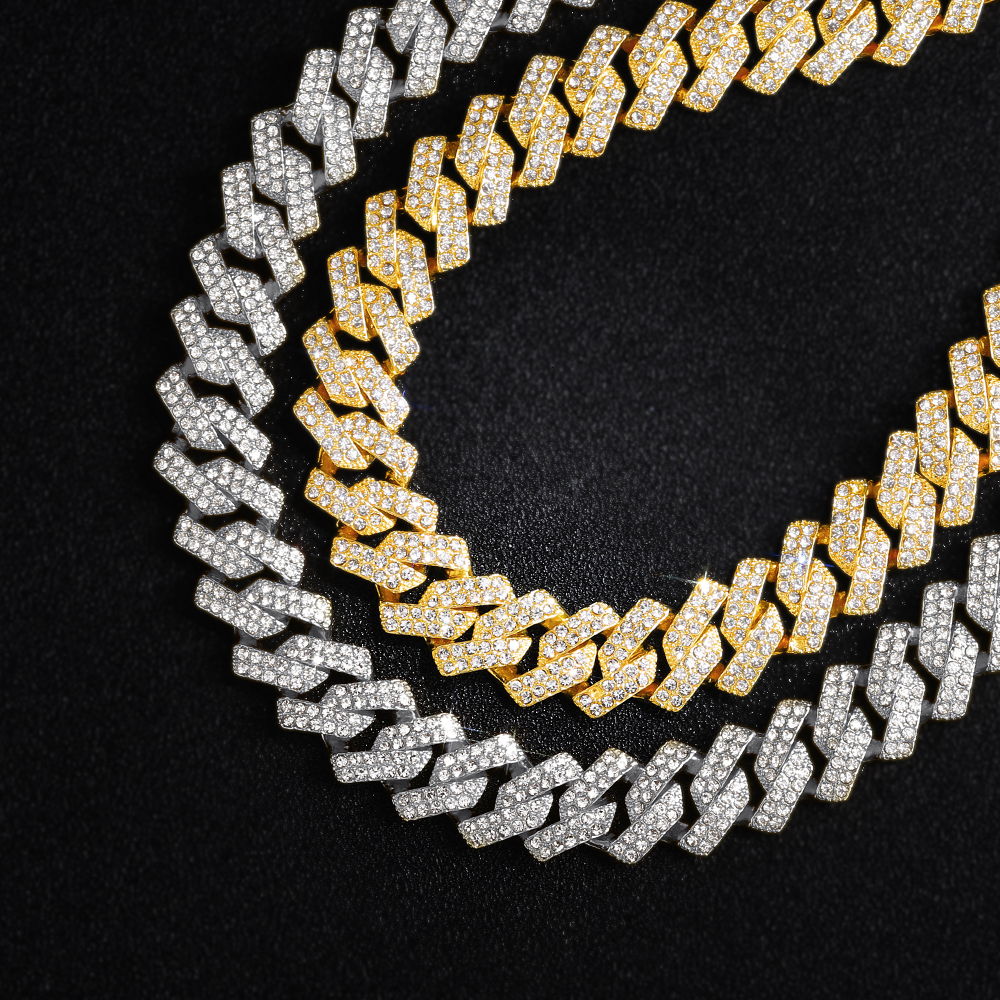 Chokers 16mm Men Iced Out Chain Necklace Heavy Rhombus Hip Hop Miami Cuban Chains Bling Necklace Fashion Jewelry For Men Chain Gift 230728