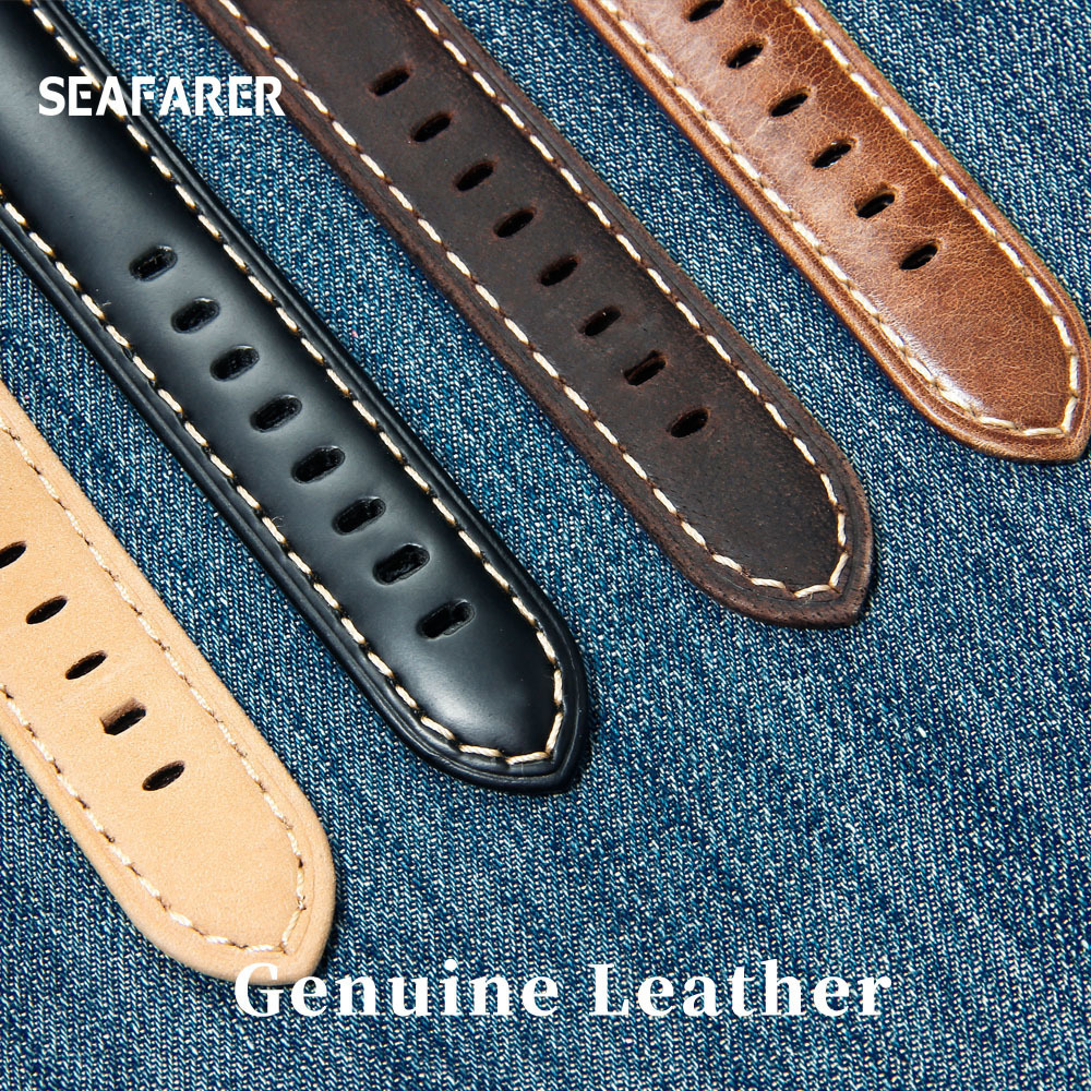 Watch Bands Leather Watchband Black Dark Brown Oil Wax Leather Watch Strap italian 20mm 22mm 24mm Quick Release Watch Belt Cowhide Handmade 230728