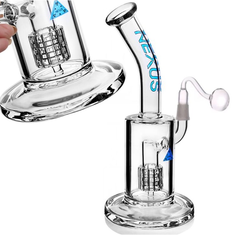 Thick Nexus pyrex bong glass water pipes hookah percolators recycler oil 14mm joint with bowl glass nail 8inch oil burner shower head percolator