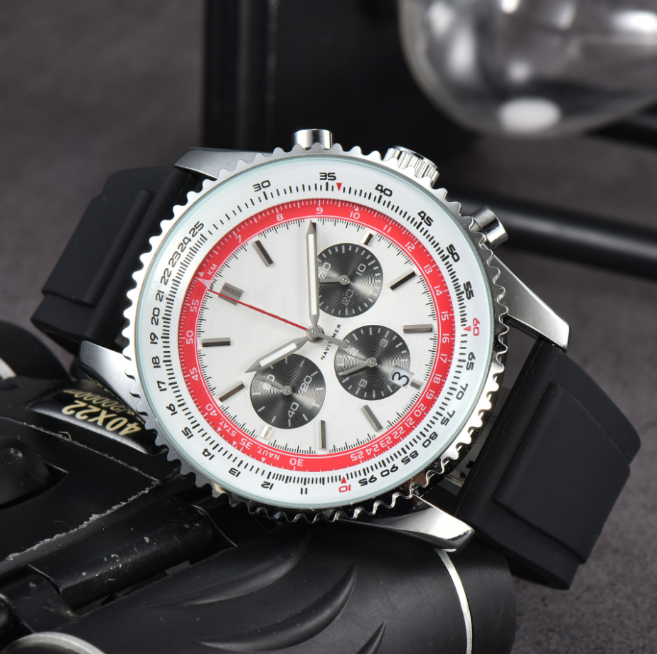 New designer quartz movement watches men high quality luxury Rubber strap watch multi-function chronograph montre Clocks Free Shipping