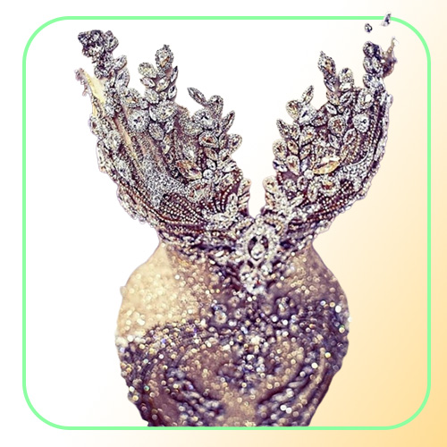 2K19 Gold Prom Dresses Mermaid African Evening Gowns Sheer Jewel Beaded Backless Modest Formal Party Special Occasion Dress