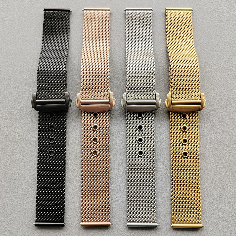Watch Bands 20mm 22mm Mesh Stainless Steel Band for 007 300 Bracelet Folding Buckle Men Business Metal Strap 230727