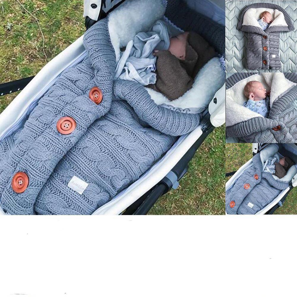 Sleeping Bags Warm Baby Bag Envelope Winter Kid Sleepsack Footmuff Stroller Knitted Sleep Sack born Knit Wool Swaddling Blanket 230727