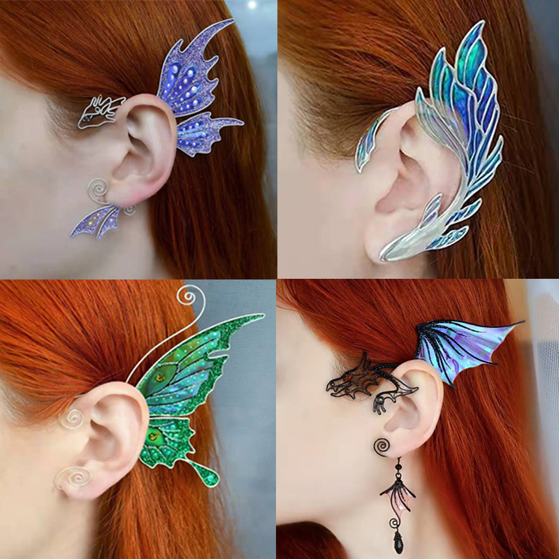 Ear Cuff Elf Ear Cuffs Butterfly Clip Earrings Ear Sleeve Pendant Without Perforation Dragon Elven Cosplay Fairy Ear Wrap Cuffs Earrings 230728