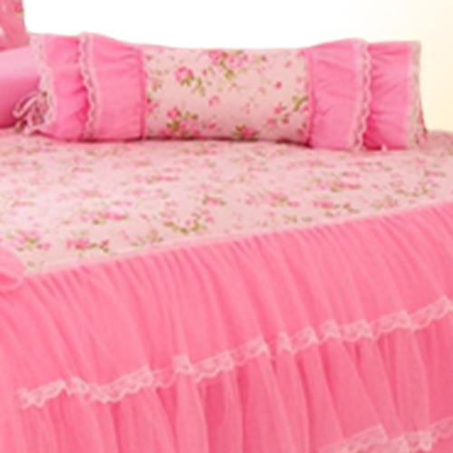 Korean style pink Lace bedspread bedding set king queen 4pcs princess duvet cover bed skirts bedclothes cotton home textile 2012099007959