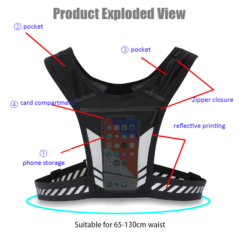 Outdoor Bags Reflective Running Backpack Universal Lightweight Sport Running Vest Mobile Phone Cards Bag For Jogging Fitness Male Female Vest 230727