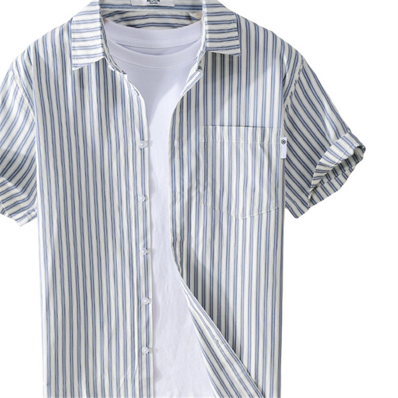 Designer shirt men designer blouses mens Summer men's striped short-sleeved shirt trend casual loose simple everything Fresh shirt for green cott