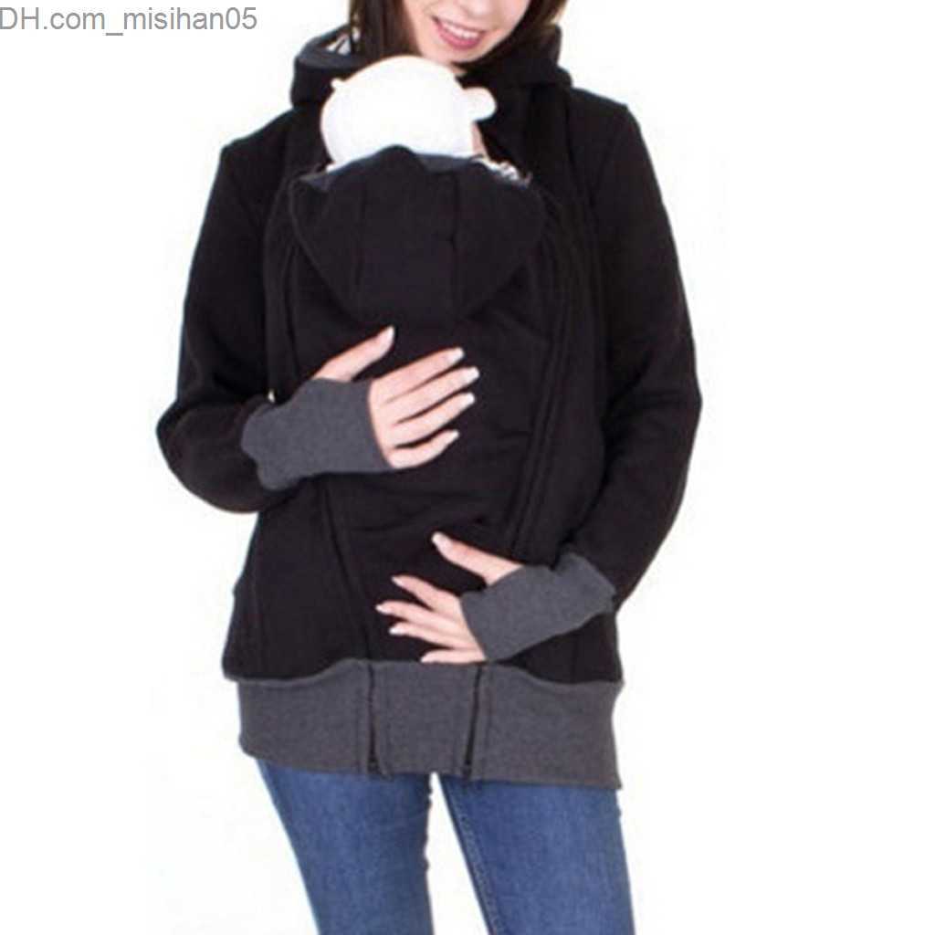 Maternity Dresses 2020 Fashion Women Maternity Striped Baby Pouch Carrier Hoodie Zipper Pregnancy Coat Hoody Outerwear Carry Baby Pregnant Z230731
