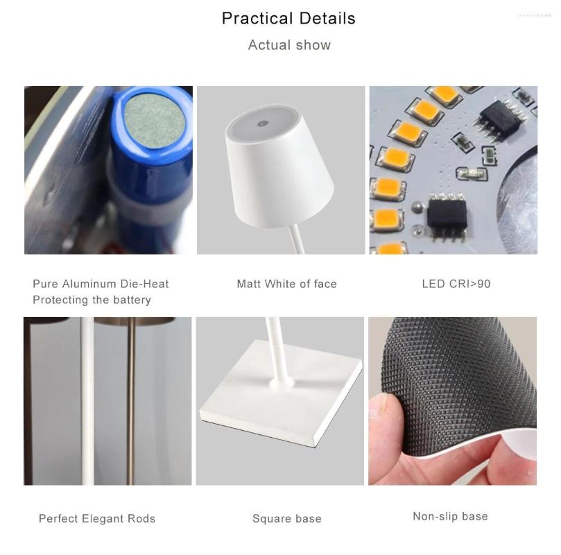 Lamps Table LED Rechargeable Lamp Desk Light El Restaurant Cordless Touch Portable 360° Lighting Battery ing