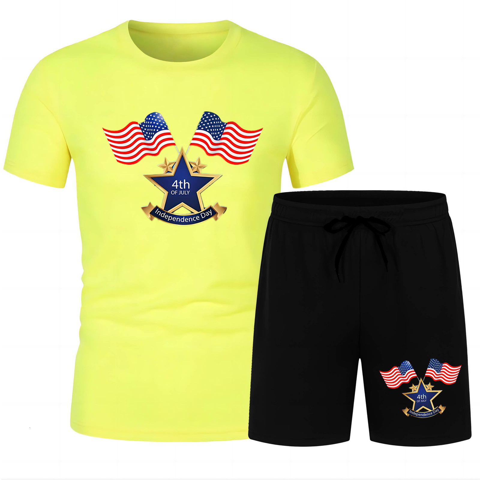 Men's Tracksuits Four Seasons casual outdoor sports fashion street print loose quick drying men's crewneck short sleeve Tshirt beach pants s