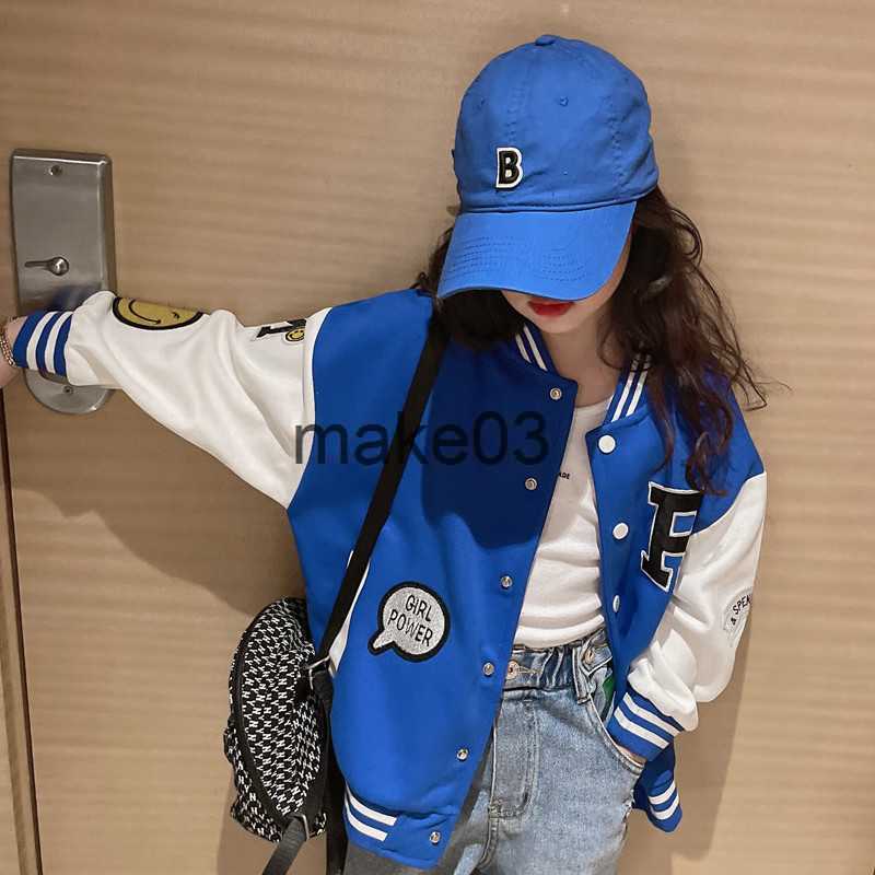 Jackets Spring Autumn Kids Jackets Girls Cardigans Fashion Print Baseball Uniform For Baby Girl Coat Children Clothing Teen Sport Jacket J230728