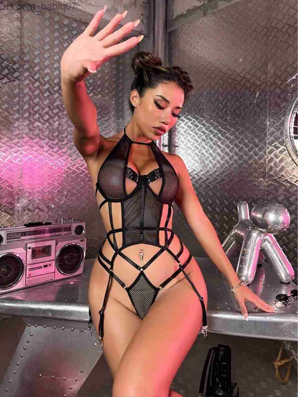 Sexy Set Mirabelle sexy underwear erotic mesh Skin-tight garment women through Halter Sensual underwear sexy sets hot porn exotic clothes Z230728