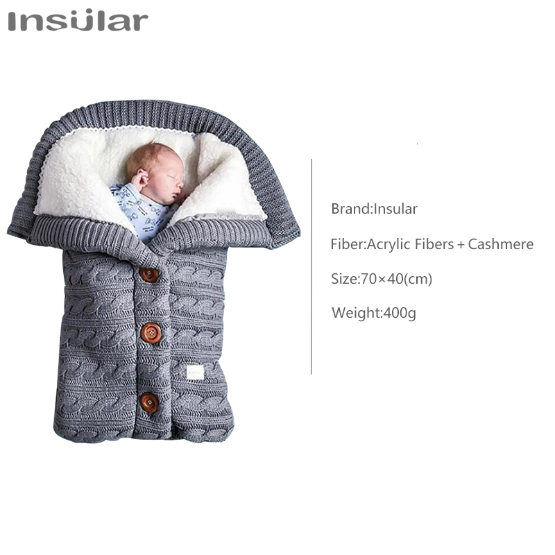 Sleeping Bags Warm Baby Bag Envelope Winter Kid Sleepsack Footmuff Stroller Knitted Sleep Sack born Knit Wool Swaddling Blanket 230727