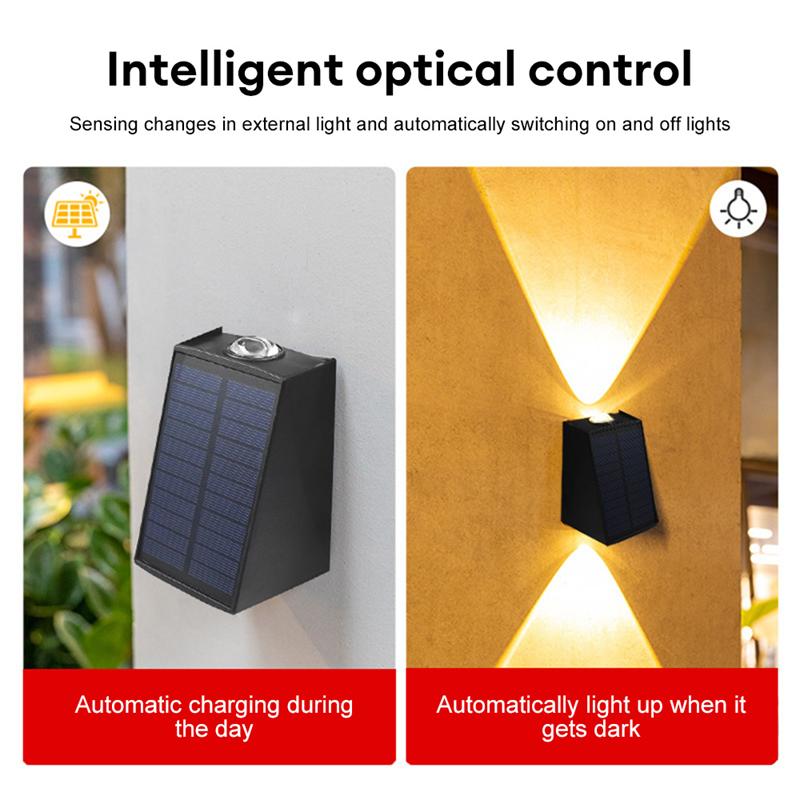 Up Down Solar Waher Wall lights Outdoor Waterproof 2Leds Warm White RGB Solar Fence Light Dusk to Dawn Porch Lights