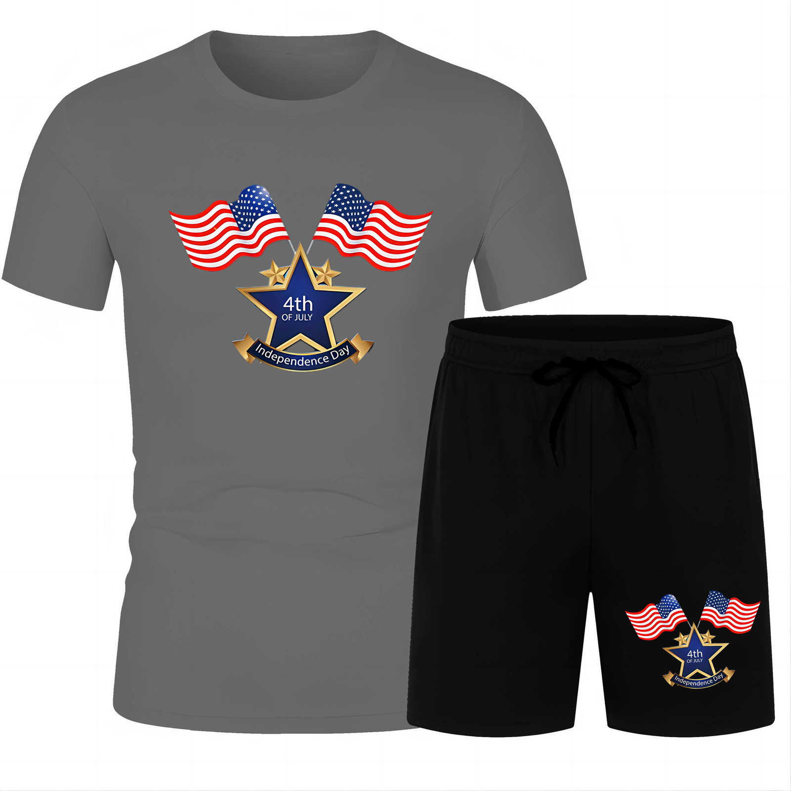 Men's Tracksuits Four Seasons casual outdoor sports fashion street print loose quick drying men's crewneck short sleeve Tshirt beach pants s