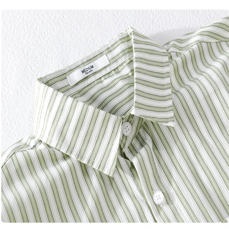 Designer blouses men mens clothing shirt men's Fresh inch shirt youth artistic stripes Summer casual simple men's short sleeve Stylish solid