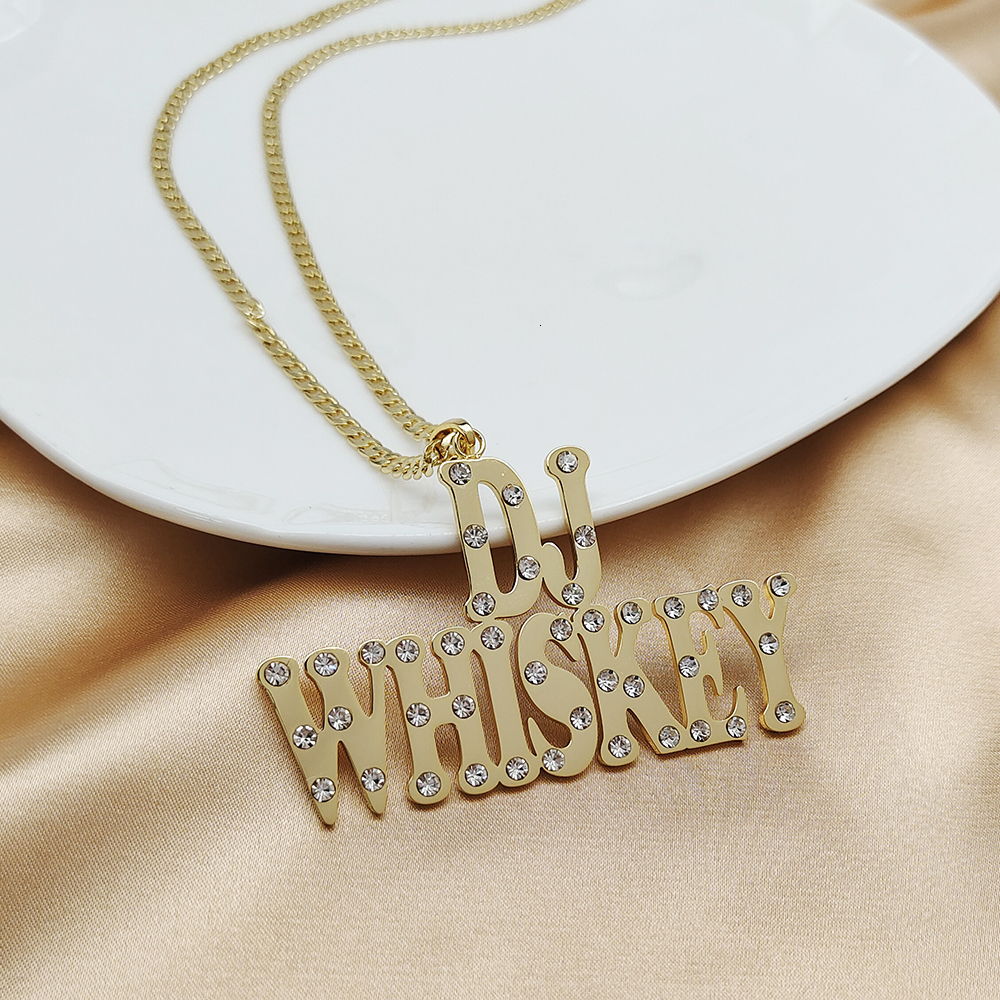 Pendant Necklaces Crystal Big Pendant Letters Necklace for Women Men Custom Jewelry Custom Name Necklaces Numbers Personalized with Zirconia 230728