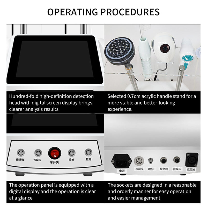 Multifunctional Scalp Care Device Instrument Analyzer Spray Hair Regrowth Machine with High Frequency for Beauty Salon