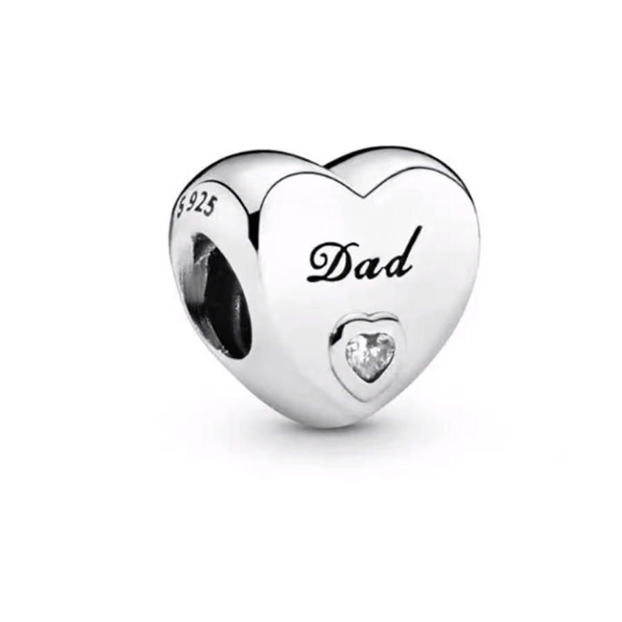 925 Silver Charm BDaughter Sister Wife Cousin Uncle Heart Shape Fashion Charms Set Pendant DIY Fine Beads Jewelry, A Special Gift for Women