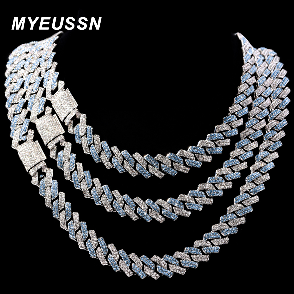 Chokers 16mm Men Iced Out Chain Necklace Heavy Rhombus Hip Hop Miami Cuban Chains Bling Necklace Fashion Jewelry For Men Chain Gift 230728