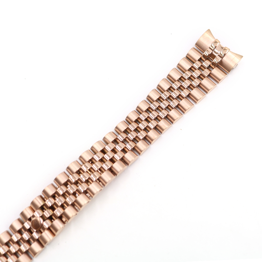 Watch 20mm 316L Stainless Steel Silver Two Tone Rose Gold Wrist Strap Bracelet Solid Screw Links Curved End 230727