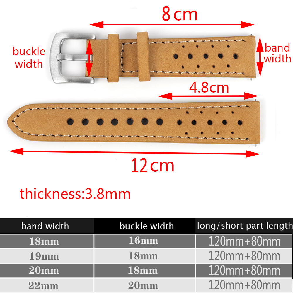 Watch Bands Handmade Cowhide Breathable Watch Band 18 19 20 22mm Men Women 4 Colors Oil Wax Genuine Leather Strap Watchband Accessories 230728