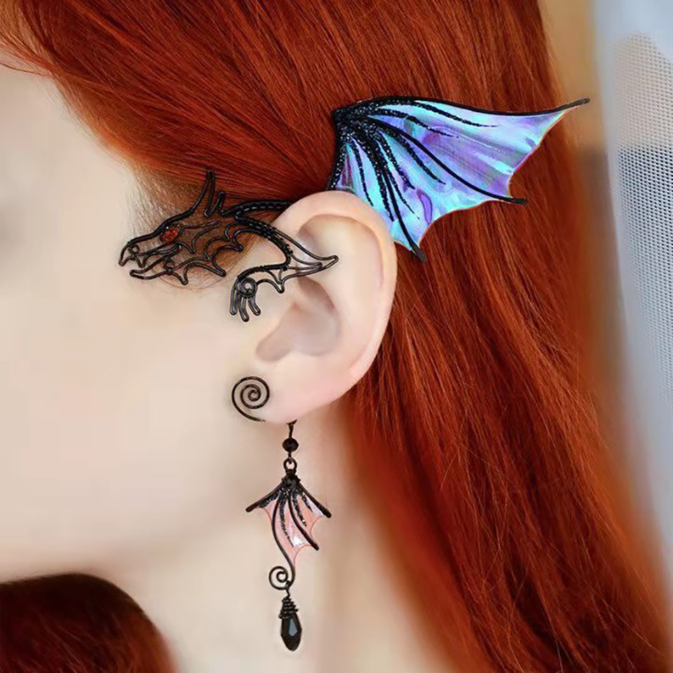 Ear Cuff Elf Ear Cuffs Butterfly Clip Earrings Ear Sleeve Pendant Without Perforation Dragon Elven Cosplay Fairy Ear Wrap Cuffs Earrings 230728