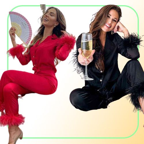Pajamas for Womens Pyjamas Set Long Sleeve Sleepwear Women Set Pajamas Suit Female Two Piece Set with Feather Loungewear H1112
