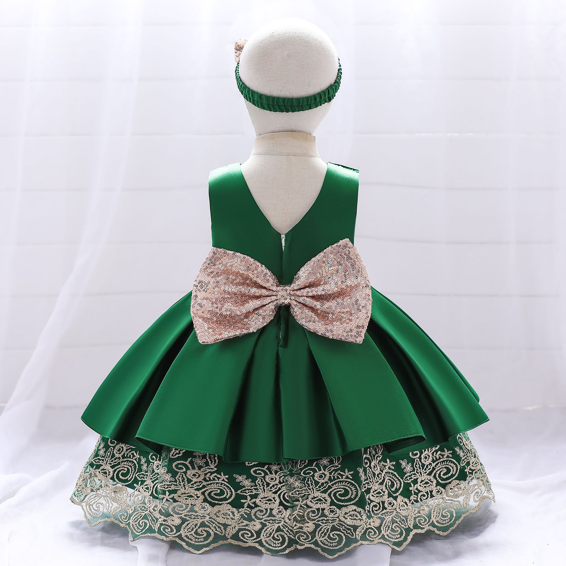 2023 New Baby Girls Summer Dress Chinese Embroidery Style Gift Dress Bowtie Dress Princess Girls Party Dress
