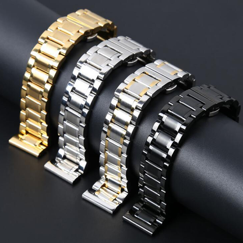 Watch Bands Stainless Steel Watch band Strap Bracelet Watchband Wristband Butterfly Black Silver Rose Gold 14mm 16mm 18mm 20mm 22mm 24mm 230728