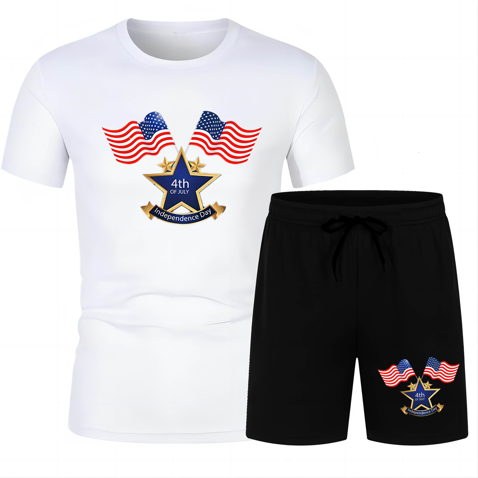 Men's Tracksuits Four Seasons casual outdoor sports fashion street print loose quick drying men's crewneck short sleeve Tshirt beach pants s