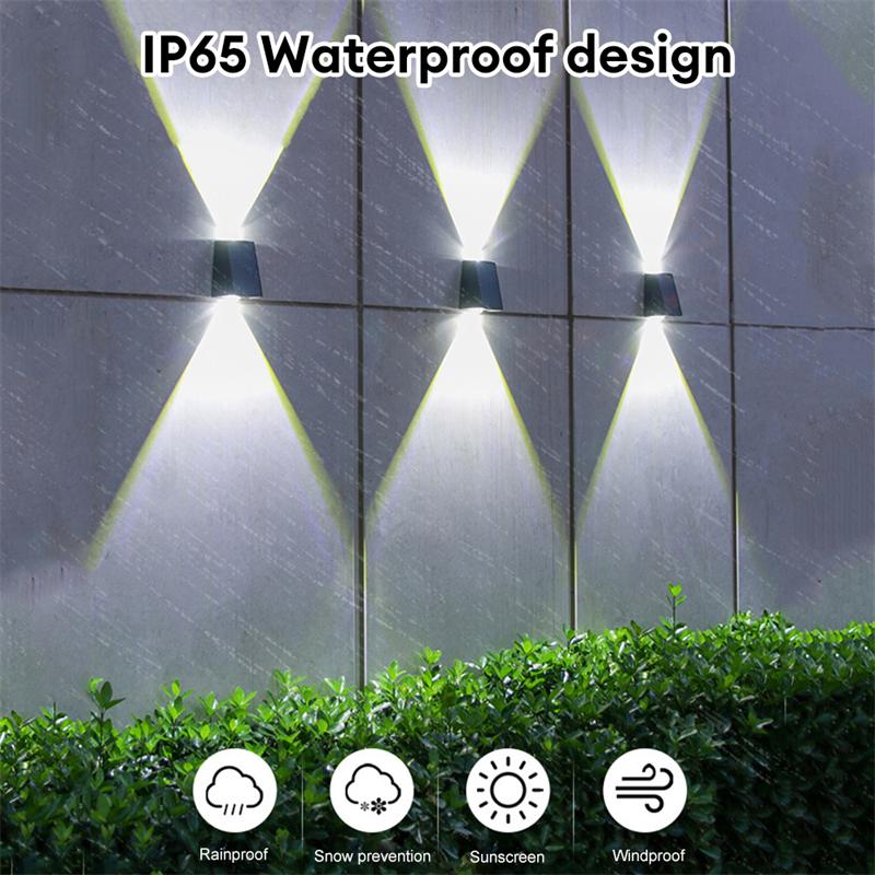 Up Down Solar Waher Wall lights Outdoor Waterproof 2Leds Warm White RGB Solar Fence Light Dusk to Dawn Porch Lights