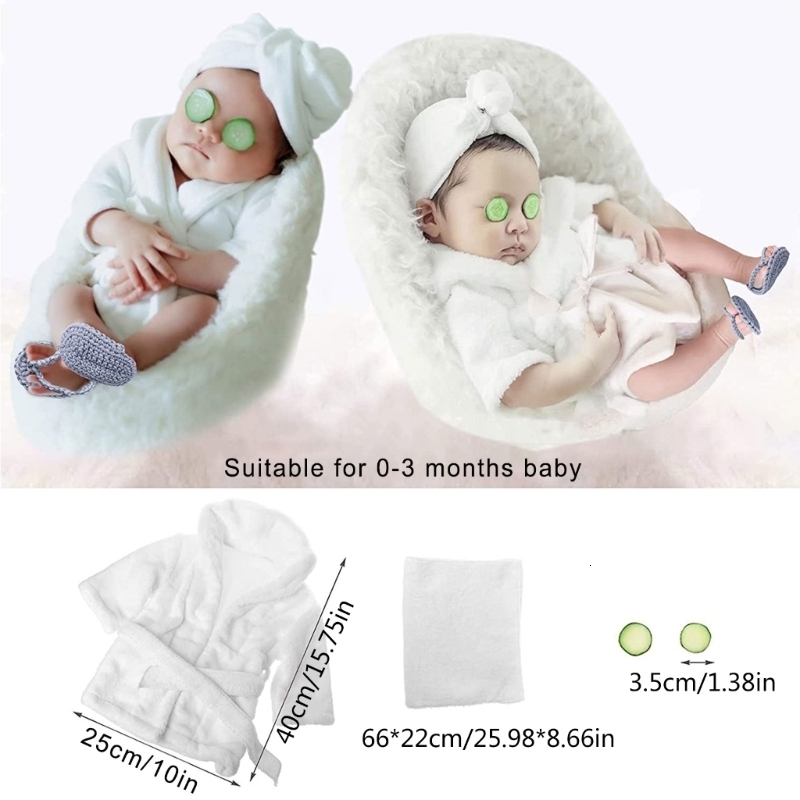 Keepsakes 5PCS Baby Bathrobes Bath Towel Purple Hooded Robe With Belt born P ography Props P o Shoot Accessories 230727