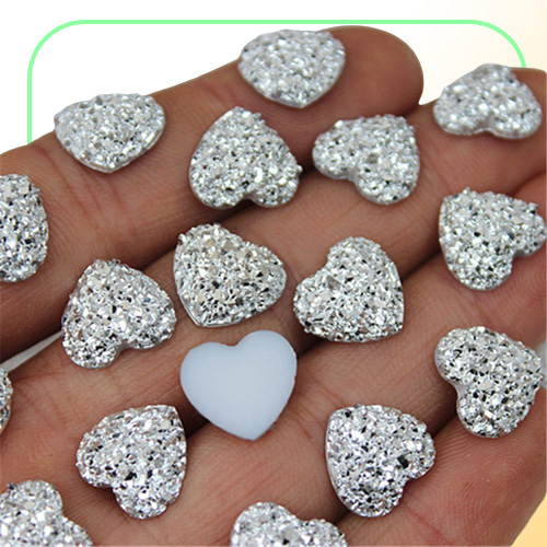 200pcs 12mm Glitter AB Color Heart Resin Rhinestone Cabochon Flat Back Crystal Stone applique Non fix For DIY Decoration ZZ50
