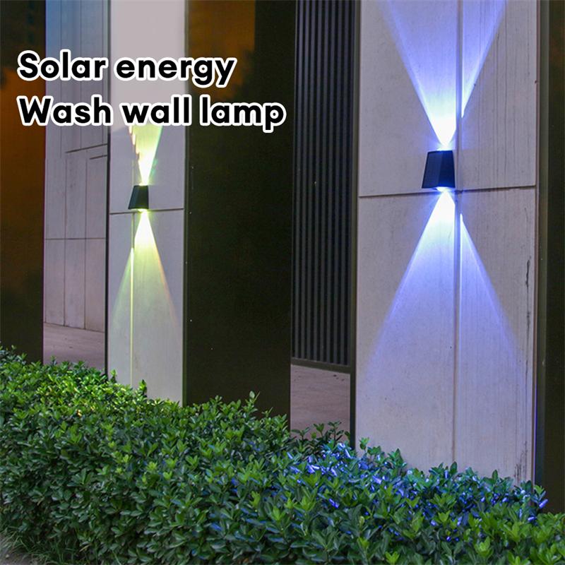 Up Down Solar Waher Wall lights Outdoor Waterproof 2Leds Warm White RGB Solar Fence Light Dusk to Dawn Porch Lights