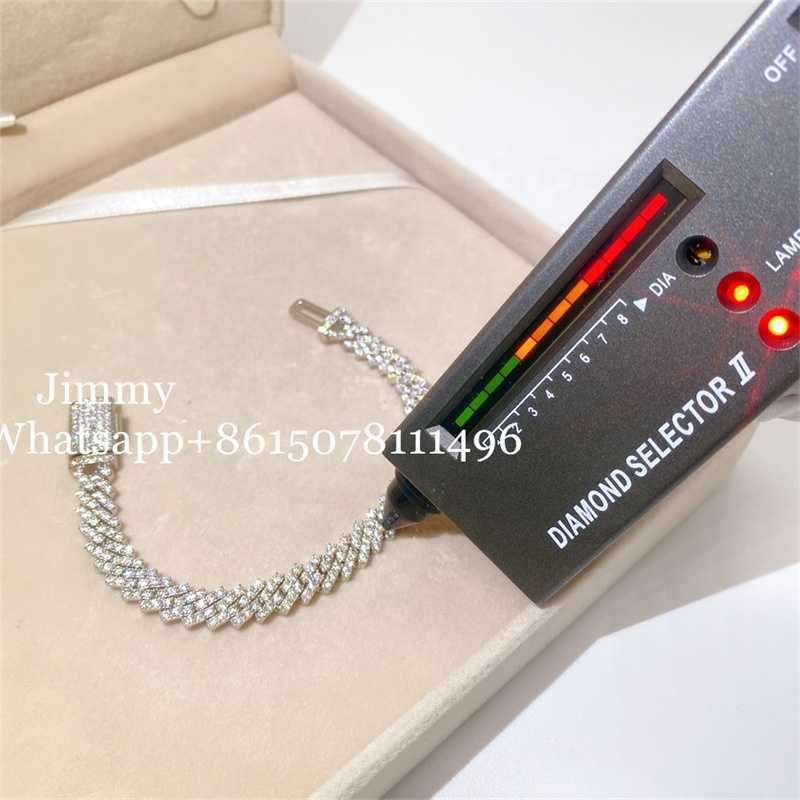 bracelet necklace mossanite 925 Sterling Silver Iced Out Jewelry 8mm Moissanite Cuban Bracelet Vvs Moissanite Link Cuban Bracelet