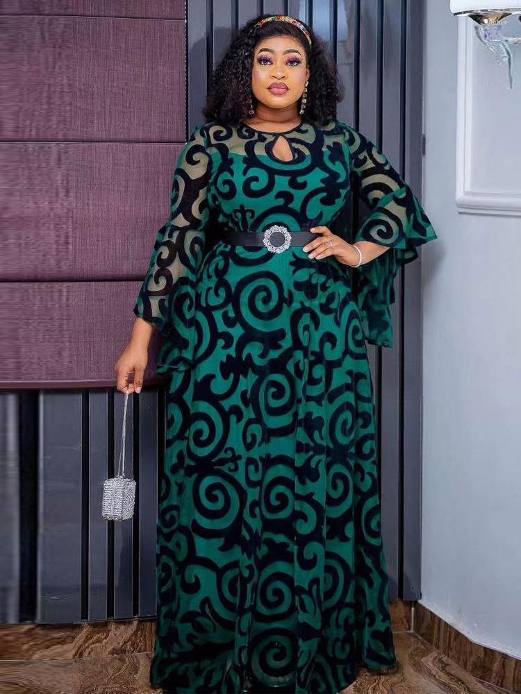 Casual Dresses Long Sleeve Chiffon For Women African Dashiki Print Robe Dubai Abayas Wedding Party Birthday Gown 2023 Summer Clothing