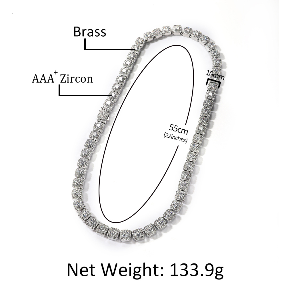 Charms THE BLING KING 10mm Square Clustered Tennis Chain Men's Bracelet HipHop Link Iced Out Baguettecz Cubic Zirconia Rock Jewelry 230727