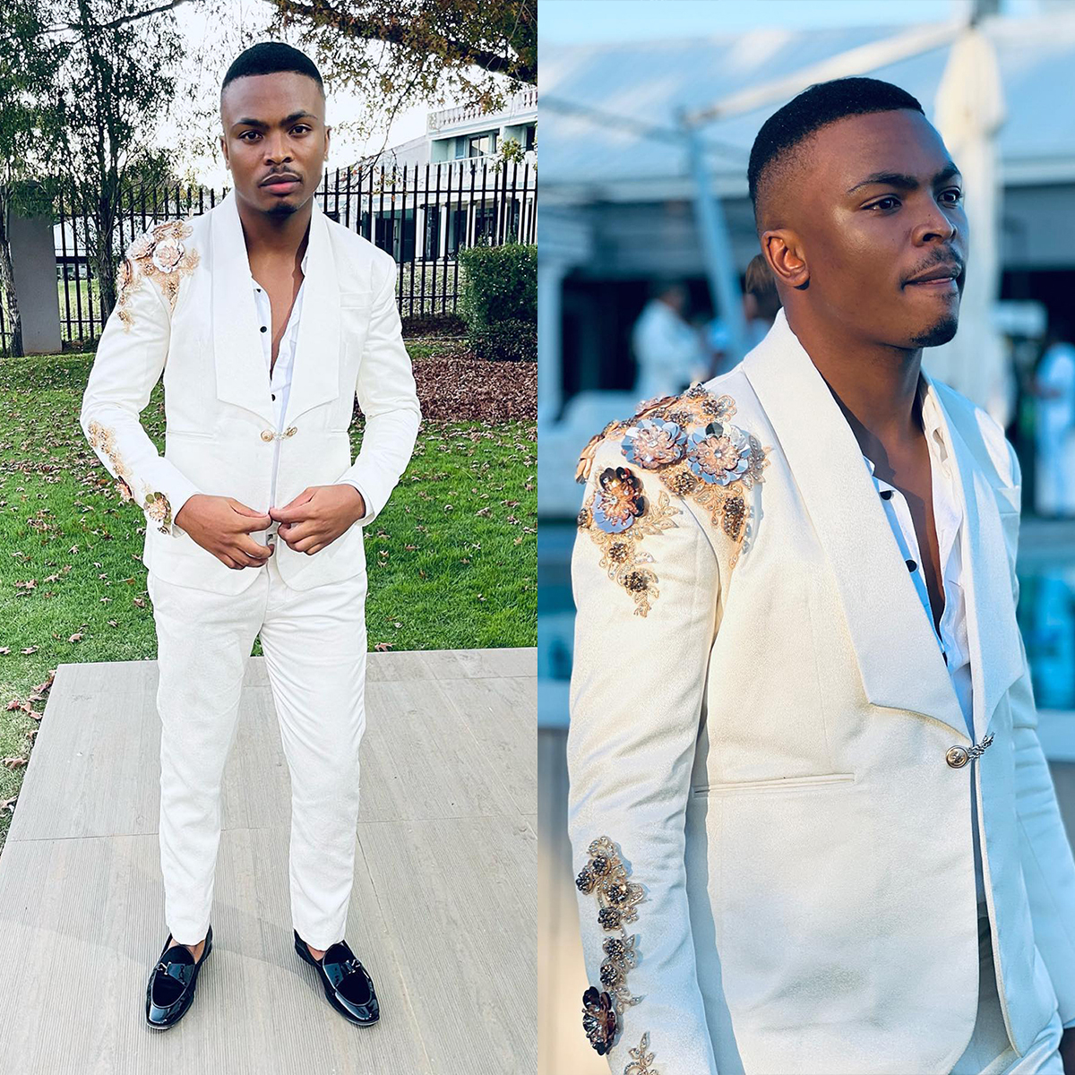 Fashion 2 Pieces Wedding Tuxedos Men Suits 3D Flower Appliques Shawl Lapel One Button Customize Coat Solid Color Pants Fashion Casual Prom Party Tailo