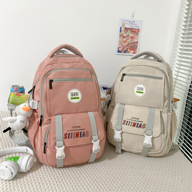 School Bags Women Waterproof Solid Color Nylon Backpack Mochila Laptop Simple Students Fashion Female Schoolbag Rucksack Travel bag 230728