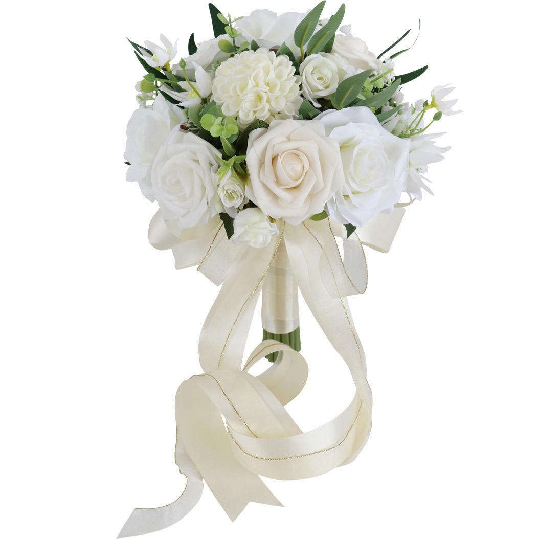Bridal Bouquets Wedding Accessories Bridal Flowers 30*25/30*22cm Green with Ivory Handmade Flowers
